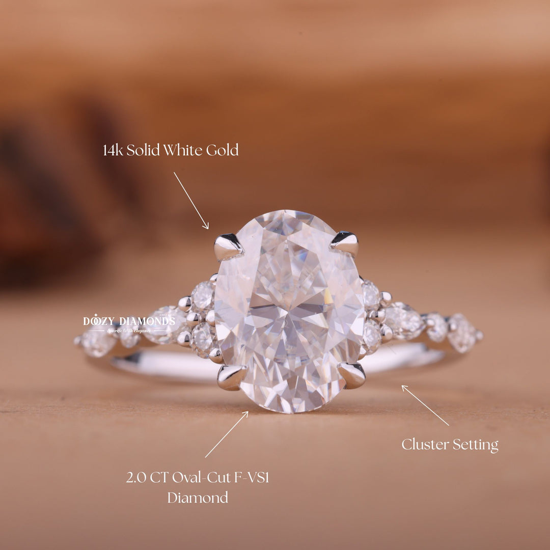 Shop oval cut cluster lab grown diamond engagement ring online