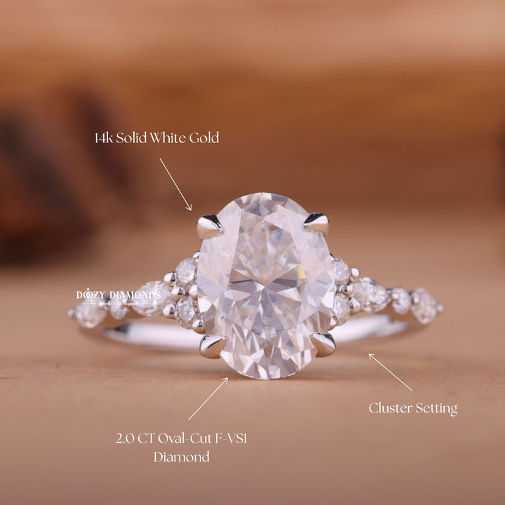Shop oval cut cluster lab grown diamond engagement ring online