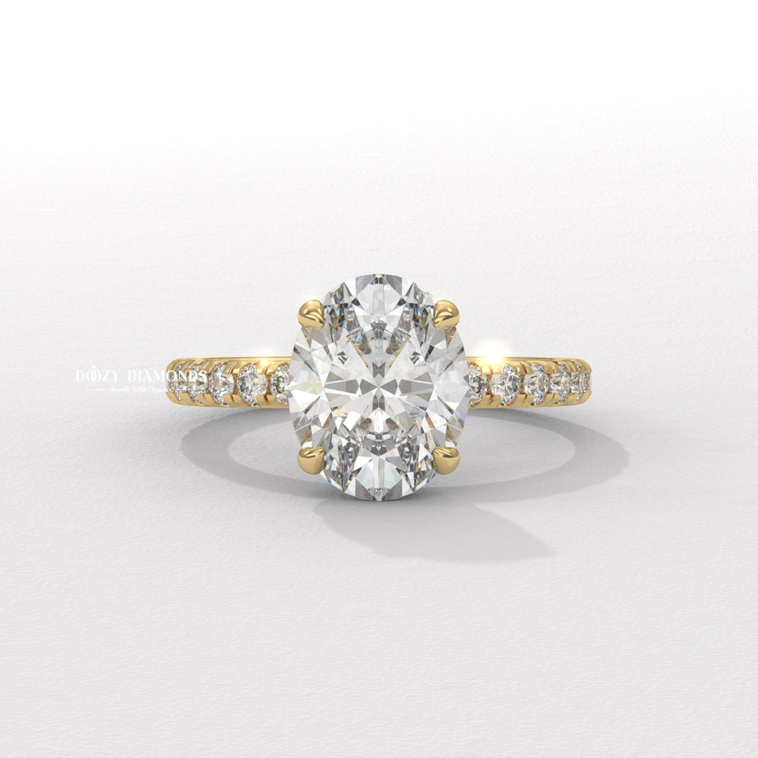 Discover oval hidden halo lab grown diamond engagement ring online