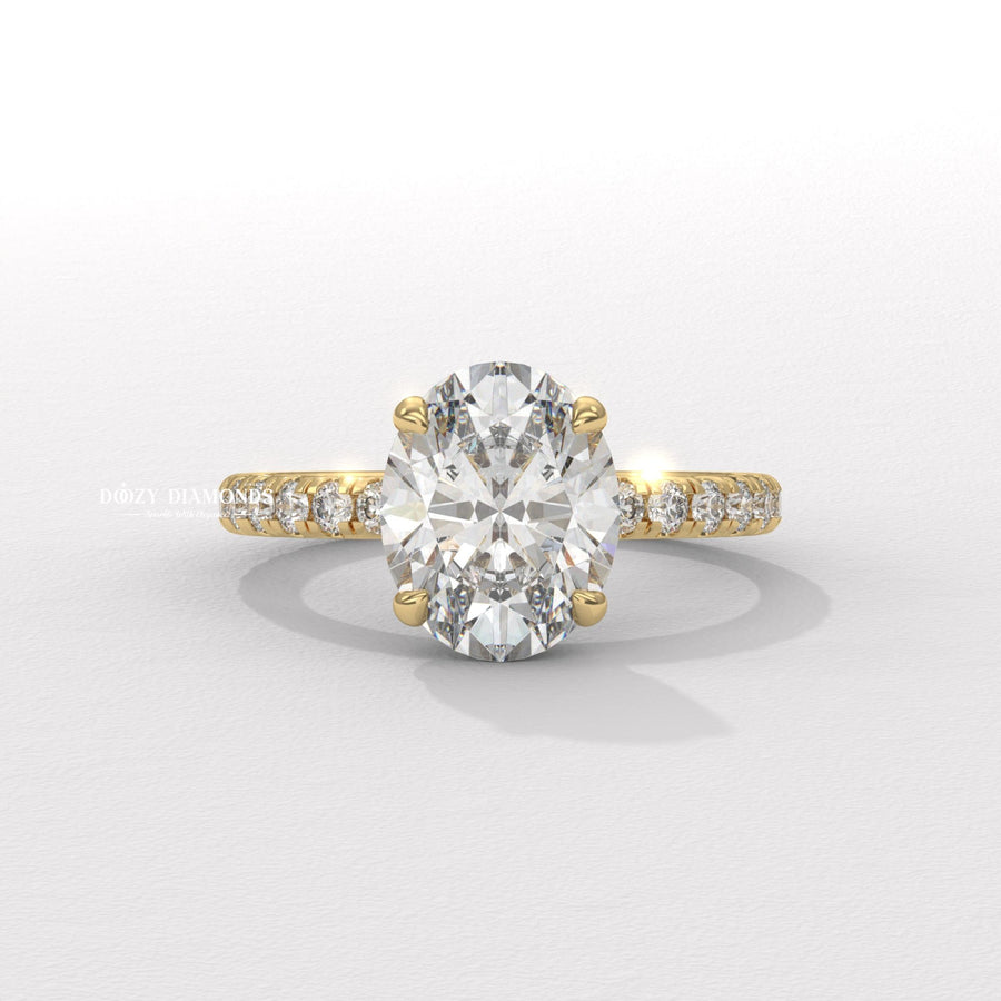 Discover oval hidden halo lab grown diamond engagement ring online