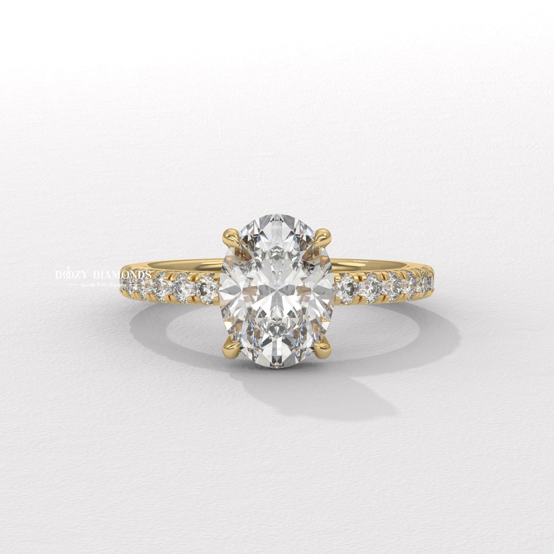 Discover oval hidden halo lab grown diamond engagement ring online