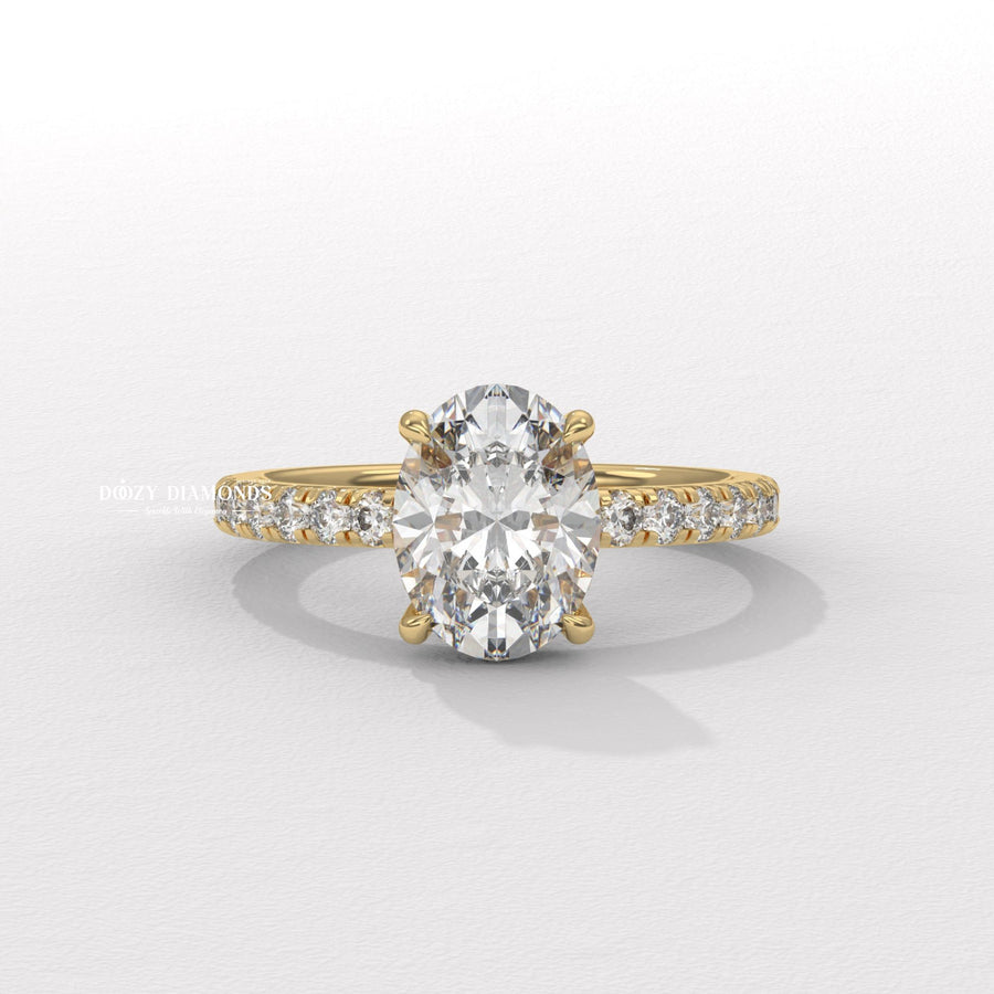 Discover oval hidden halo lab grown diamond engagement ring online