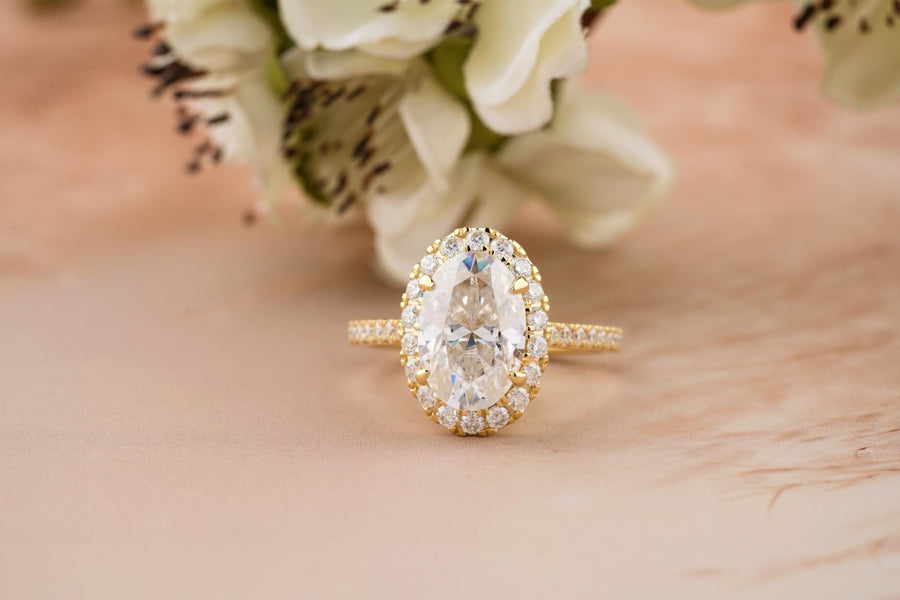 3.50CT oval pave lab grown diamond engagement ring for sale