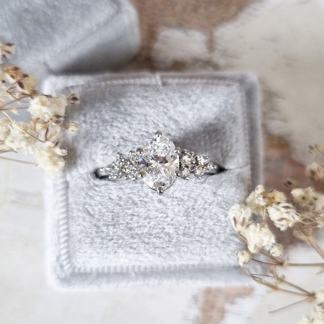 1.20CT oval cut cluster engagement ring available to buy now