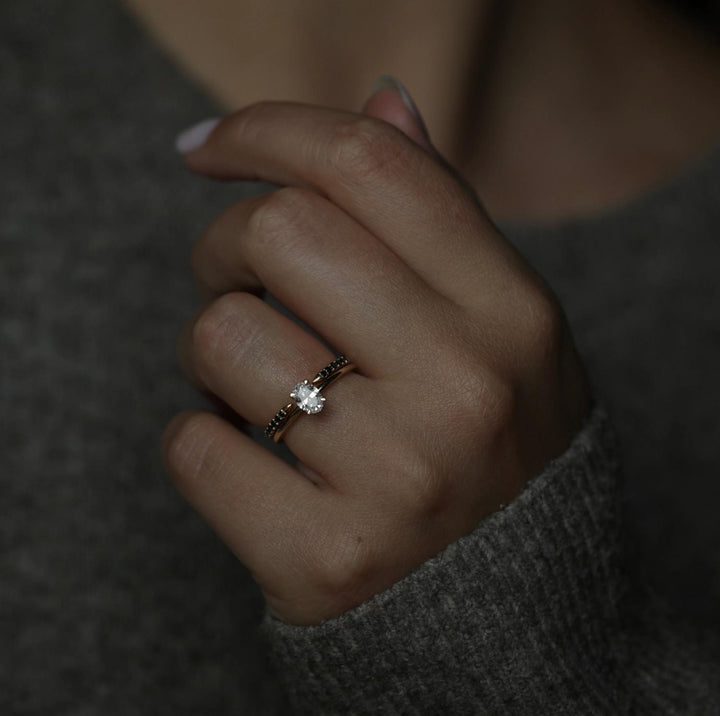 Oval solitaire engagement ring with brilliant diamond sparkle
