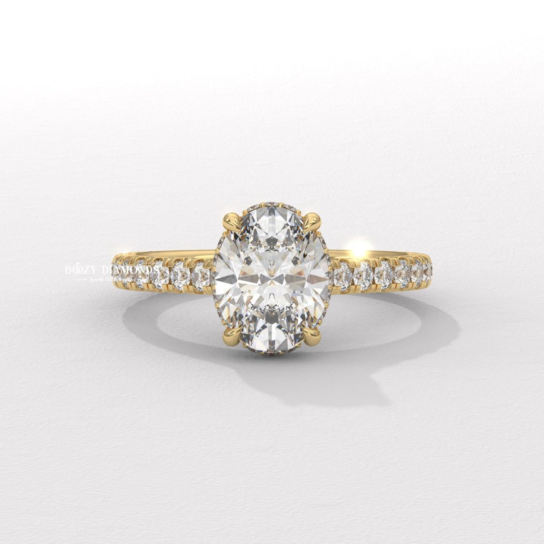 Buy oval halo lab grown diamond engagement ring online