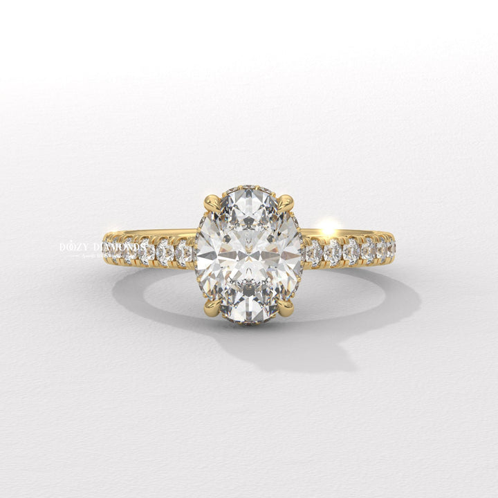 Buy oval halo lab grown diamond engagement ring online