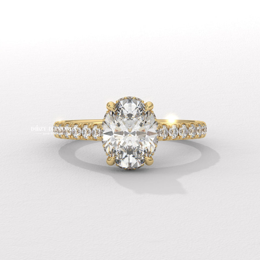 Buy oval halo lab grown diamond engagement ring online