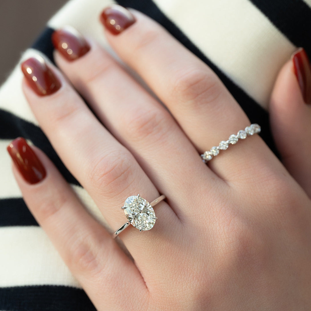 Buy 3.0CT oval hidden halo lab grown diamond engagement ring online