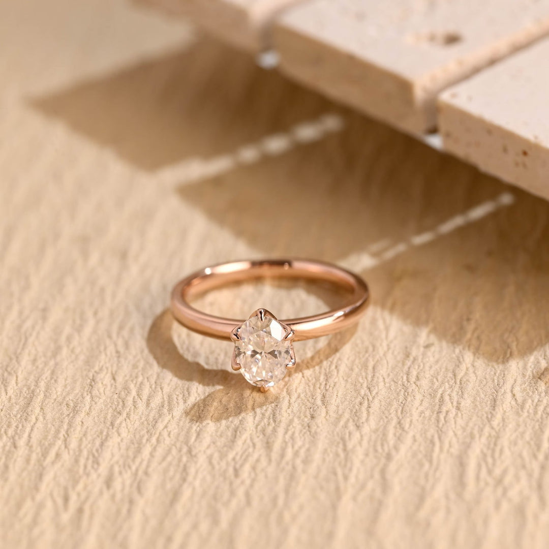 1.0CT oval solitaire lab grown diamond engagement ring for sale
