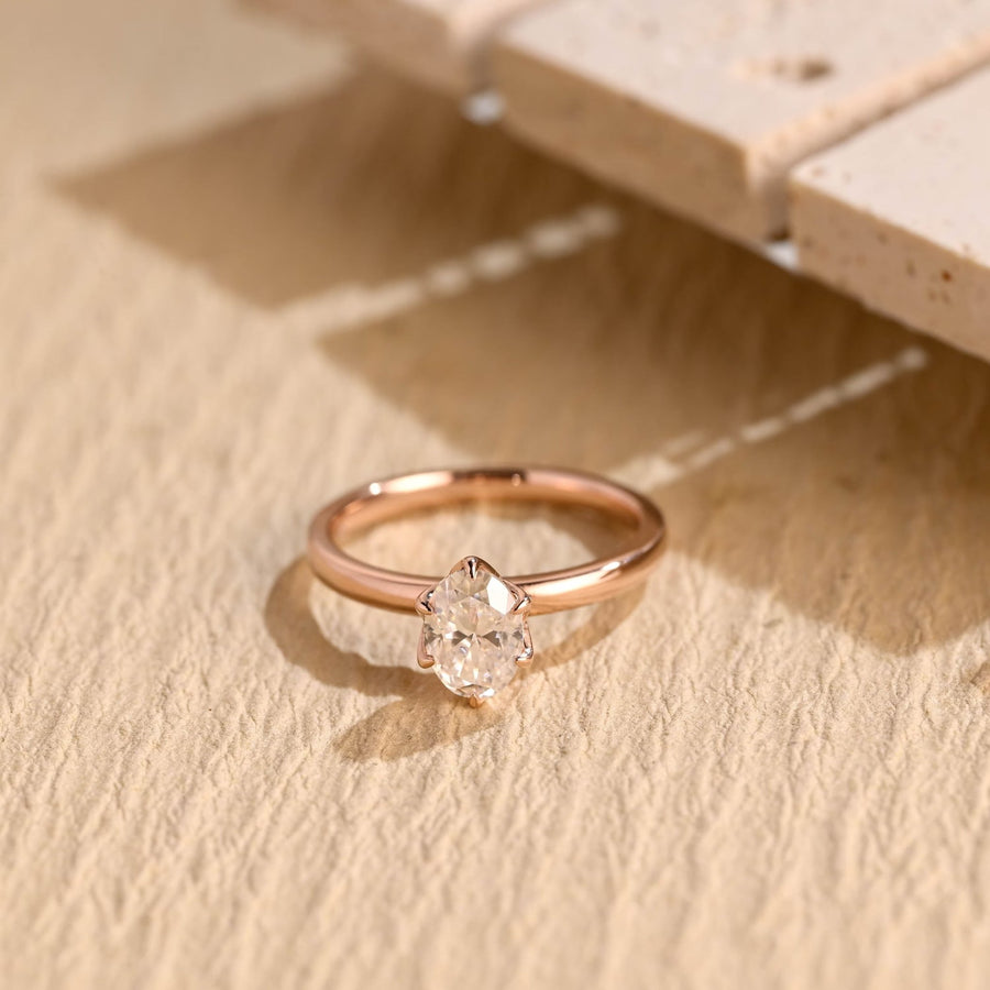 1.0CT oval solitaire lab grown diamond engagement ring for sale
