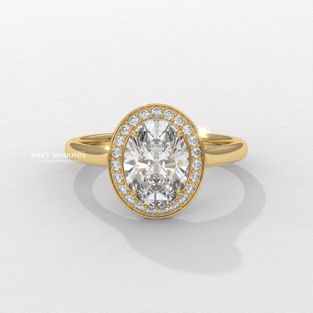 Oval solitaire lab grown diamond engagement ring for sale