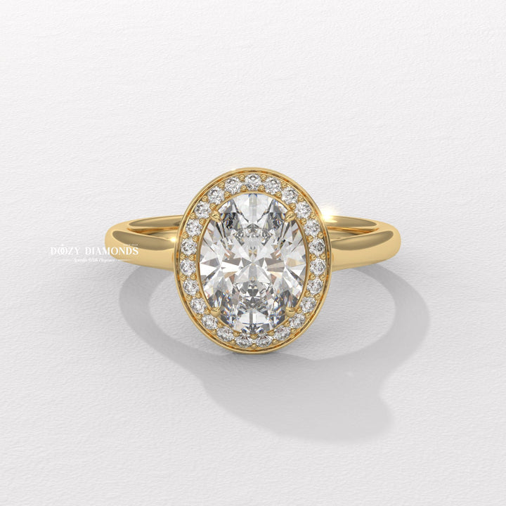 Oval solitaire lab grown diamond engagement ring for sale