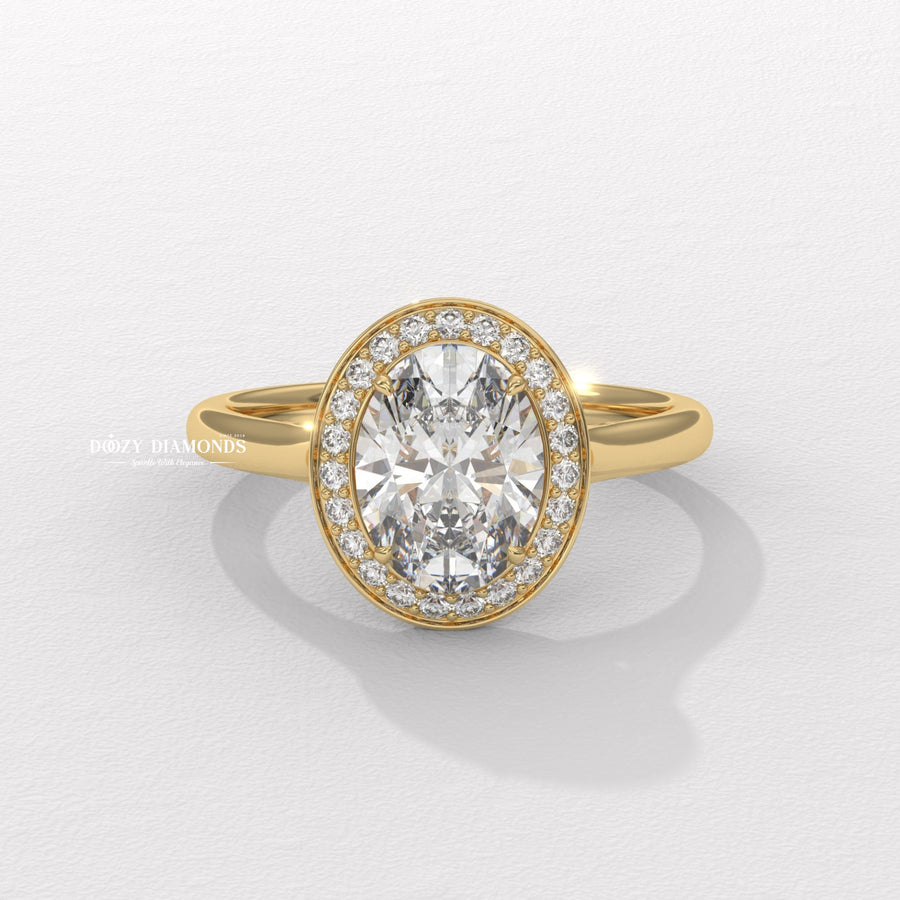 Oval solitaire lab grown diamond engagement ring for sale