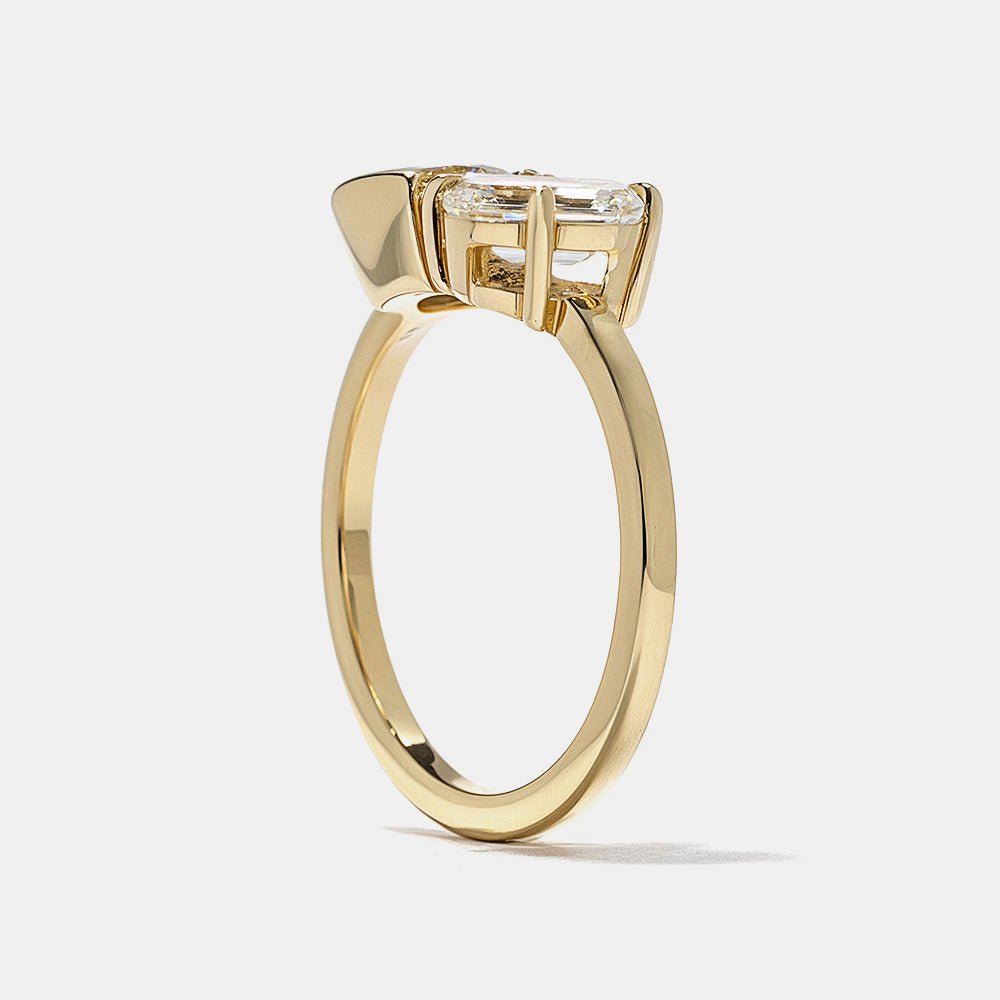 Oval cut solitaire engagement ring shown in real-life wear