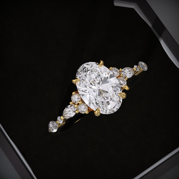 Buy oval pave lab grown diamond engagement ring online
