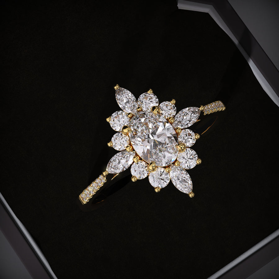Shop oval cluster lab grown diamond engagement ring