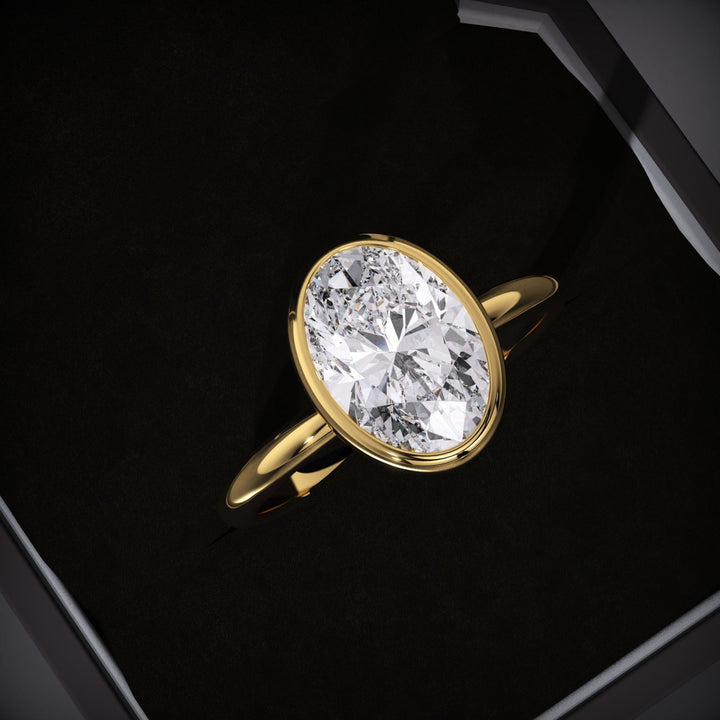 Discover oval bezel lab grown diamond engagement ring online