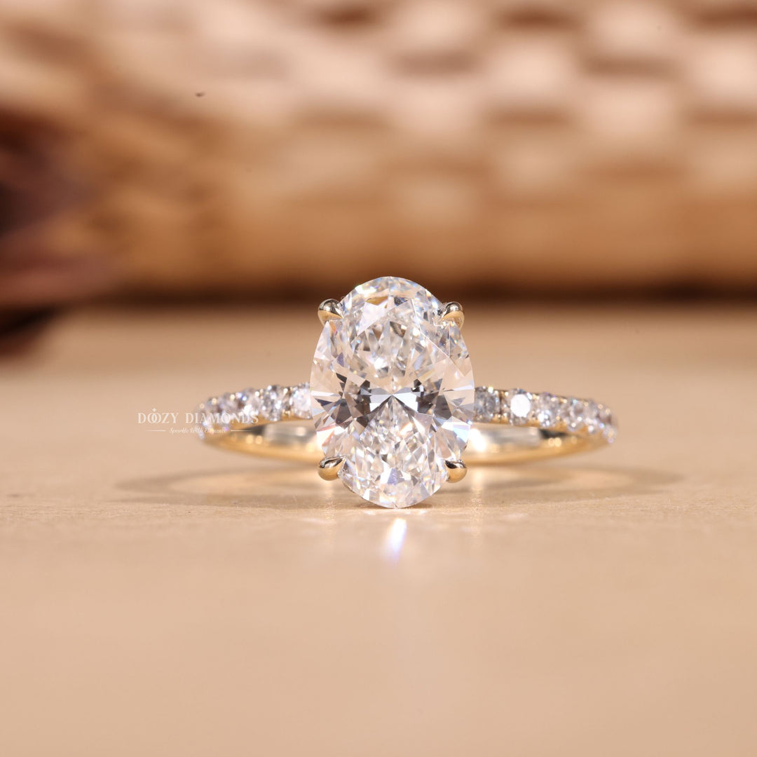 Discover oval hidden halo lab grown diamond engagement ring online