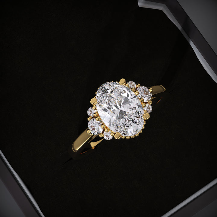 Oval cut cluster engagement ring available to buy now