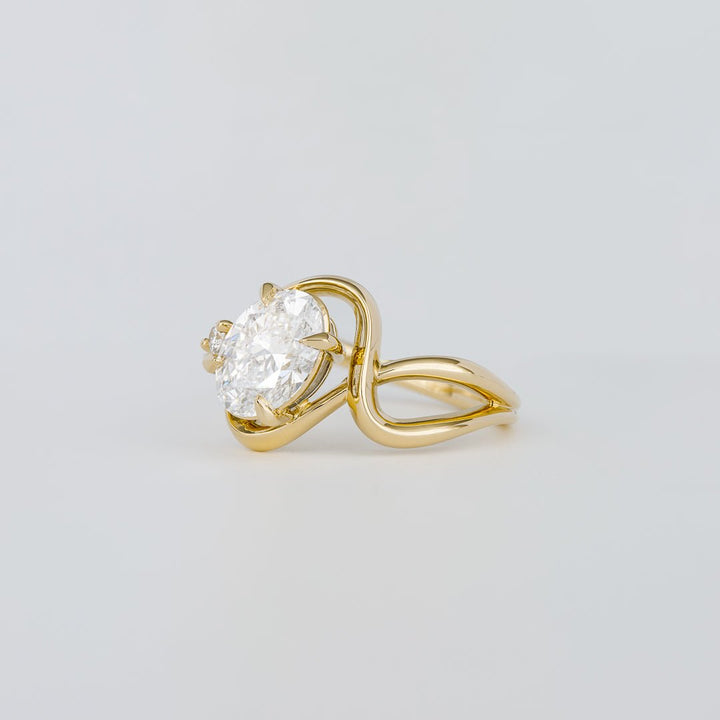 Certified oval cut diamond featured in solitaire engagement ring