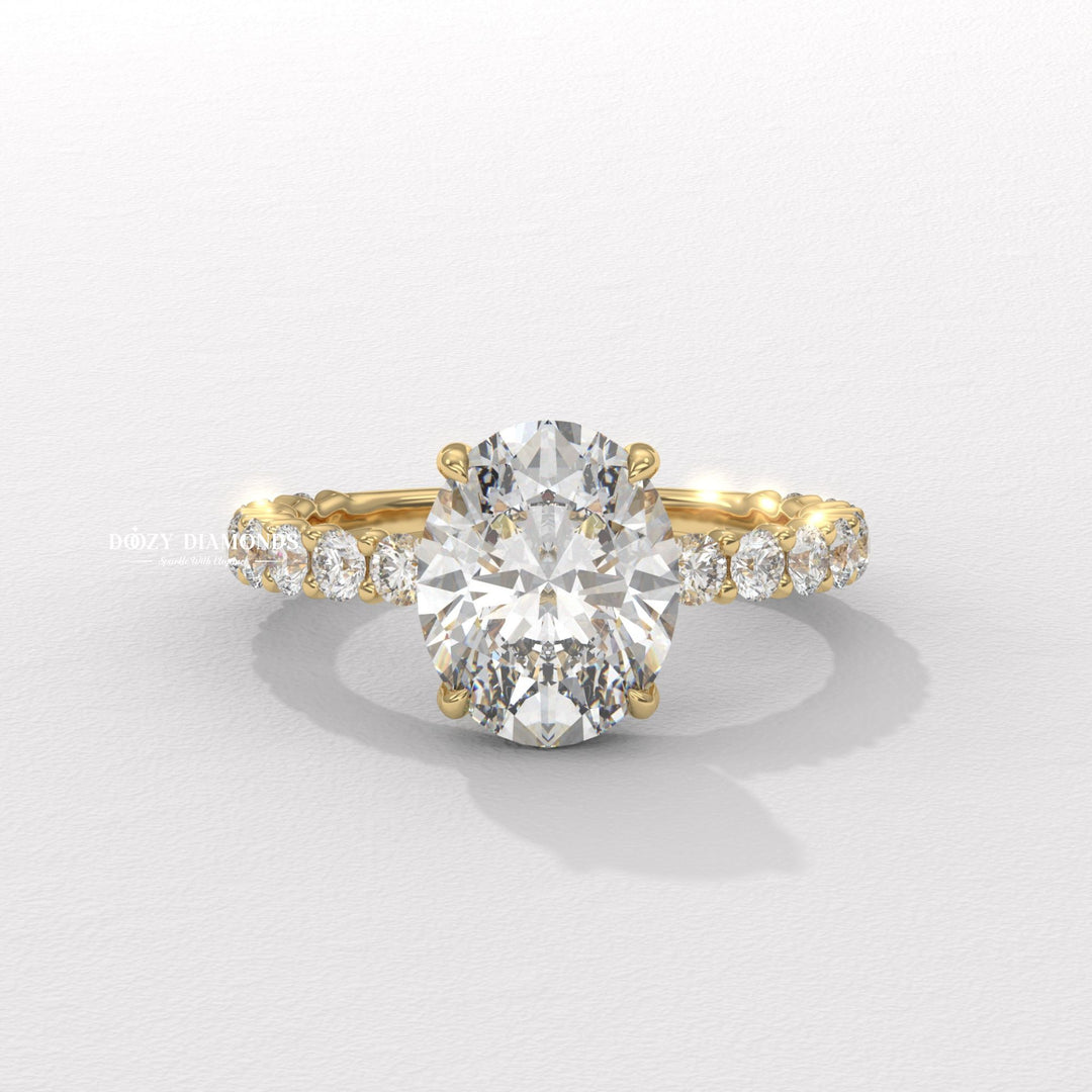 Oval cut pave engagement ring available to buy now