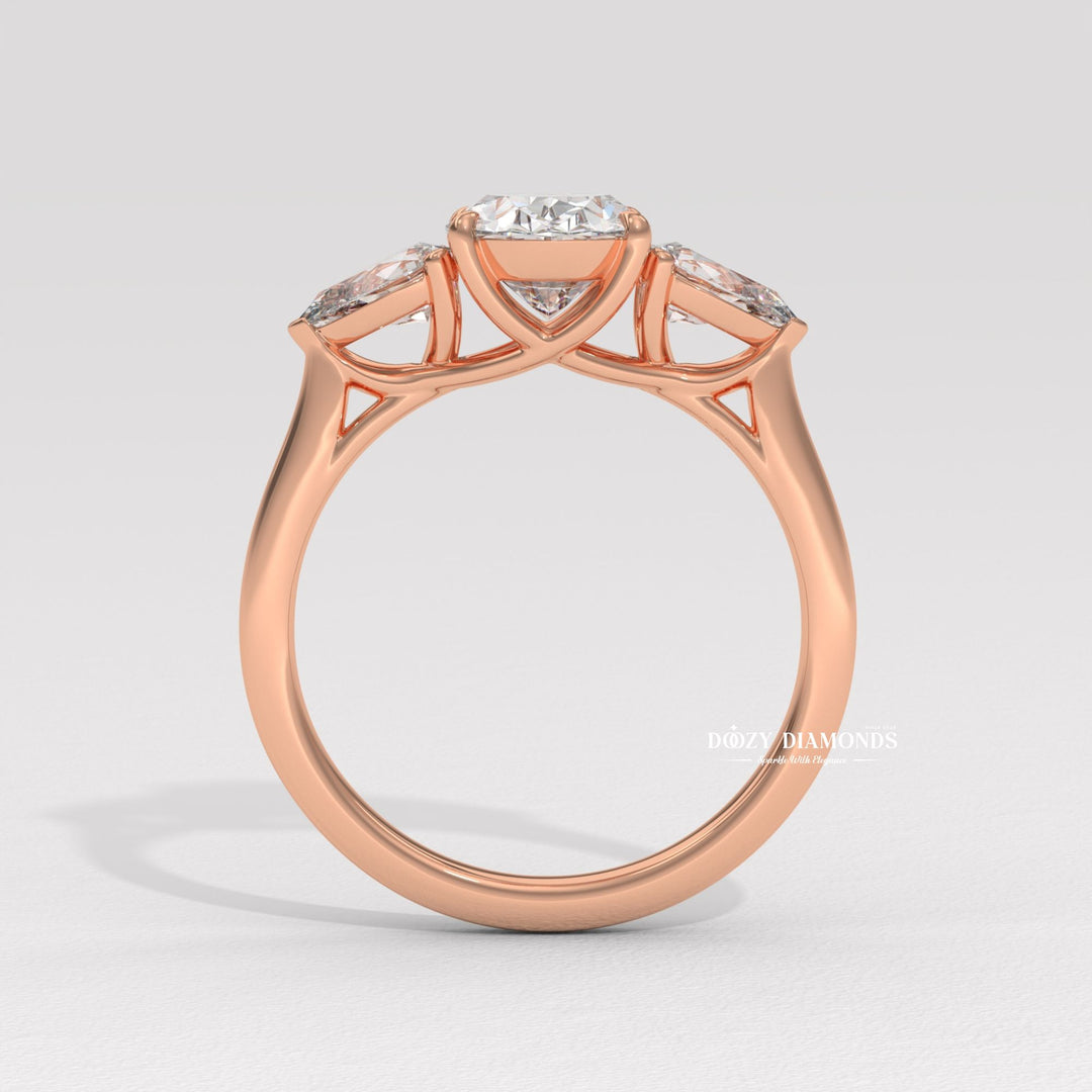 Oval cut diamond ring worn on hand