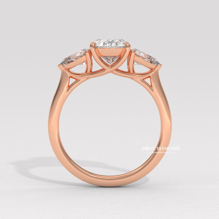 Oval cut diamond ring worn on hand