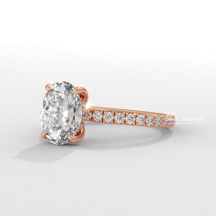 Classic oval hidden halo engagement ring crafted for everyday wear