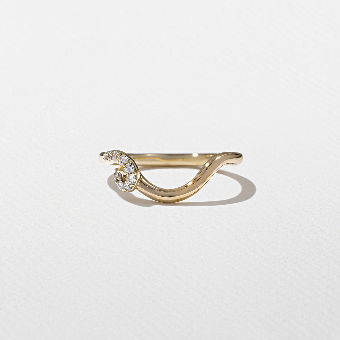 2.0CT Pear E - VS Lab Grown Curved Wedding Ring With Pave Curve Band - Doozy Diamonds