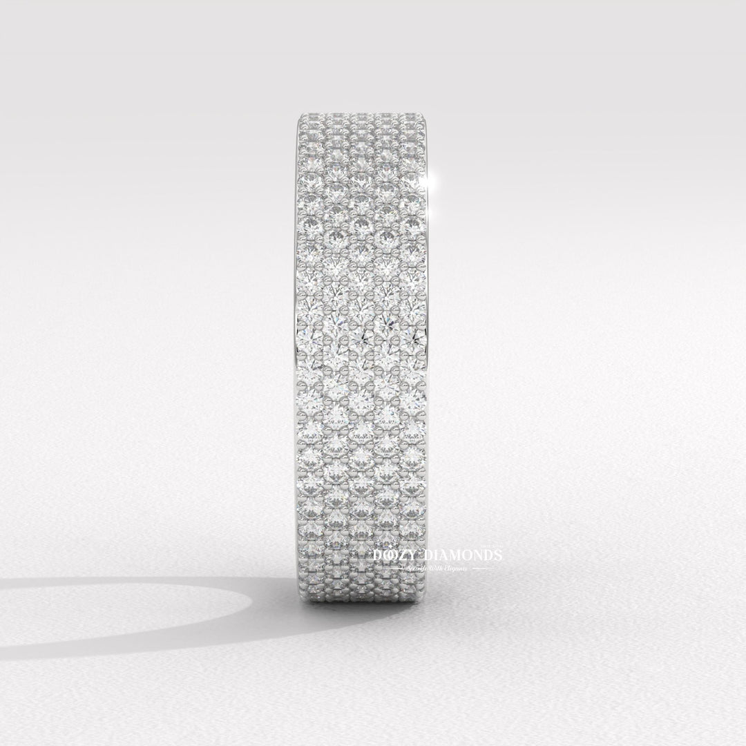 Pave diamond wedding band in rose gold