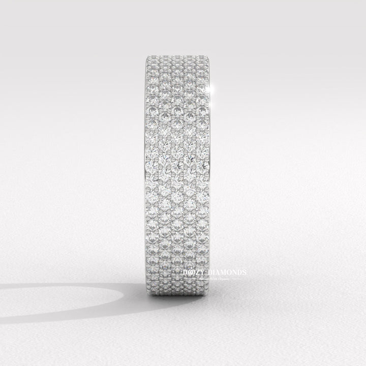 Pave diamond wedding band in rose gold