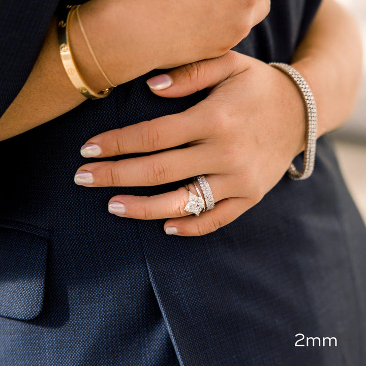 Round Cut Lab Grown Diamond Two Row Wedding Band - Doozy Diamonds