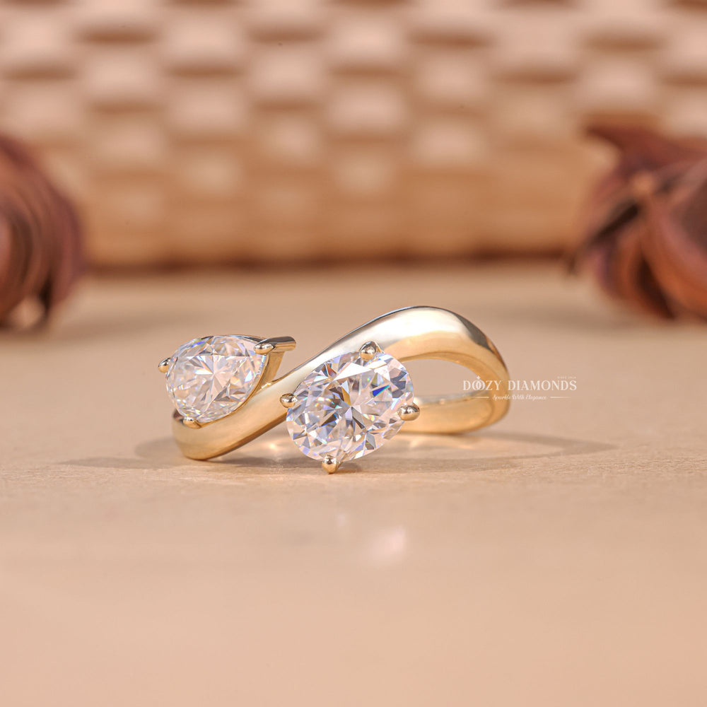 Handcrafted oval cut solitaire lab grown diamond engagement ring