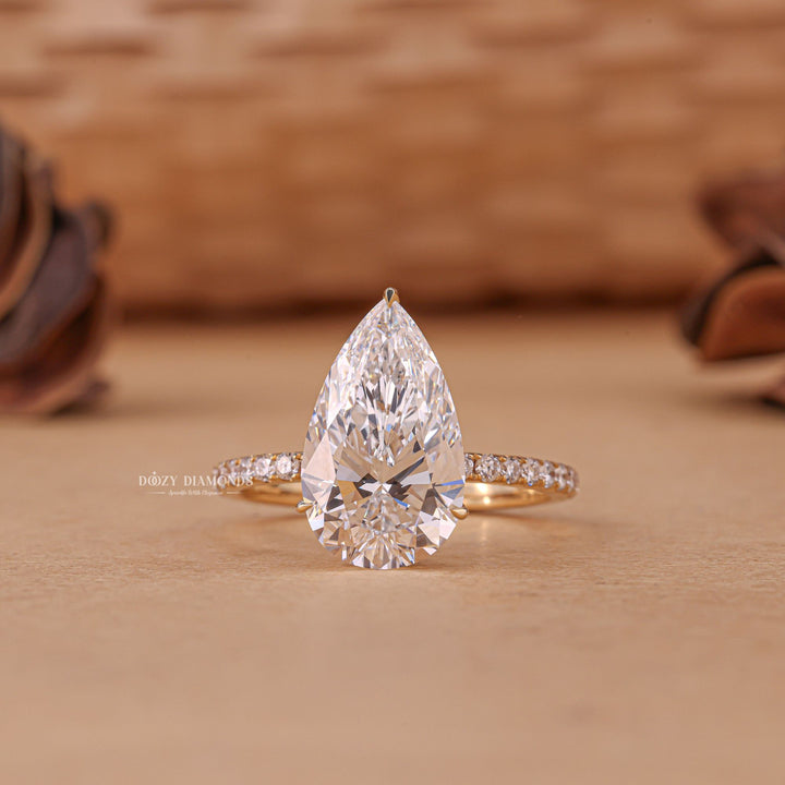 Buy 3.50CT pear hidden halo lab grown diamond engagement ring online