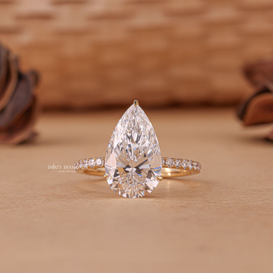 Buy 3.50CT pear hidden halo lab grown diamond engagement ring online
