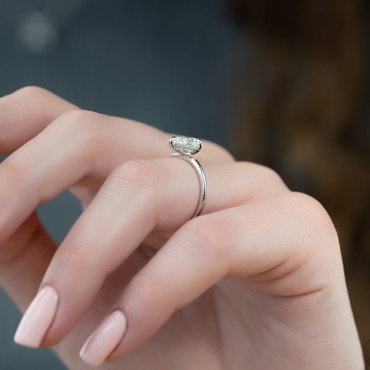 Shop pear cut hidden halo lab grown diamond engagement ring online