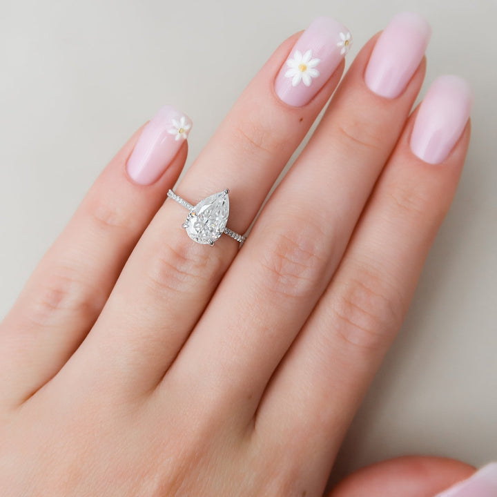 1.50CT pear hidden halo lab grown diamond engagement ring for sale
