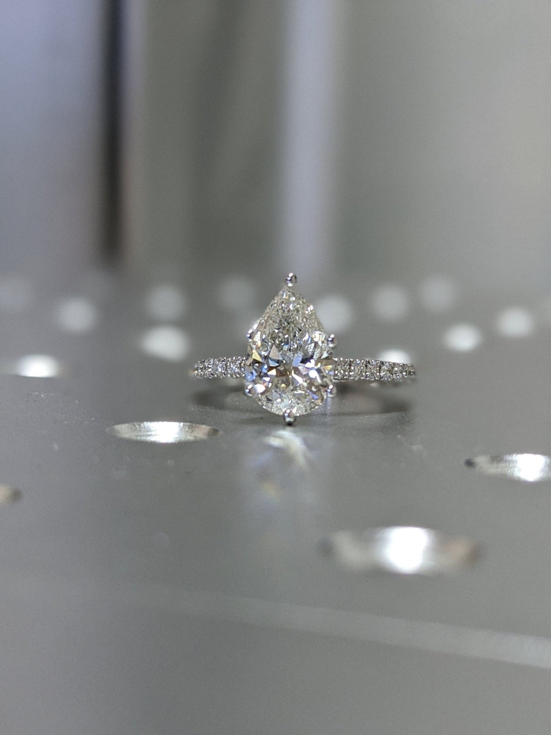 Buy 2.0CT pear pave lab grown diamond engagement ring online