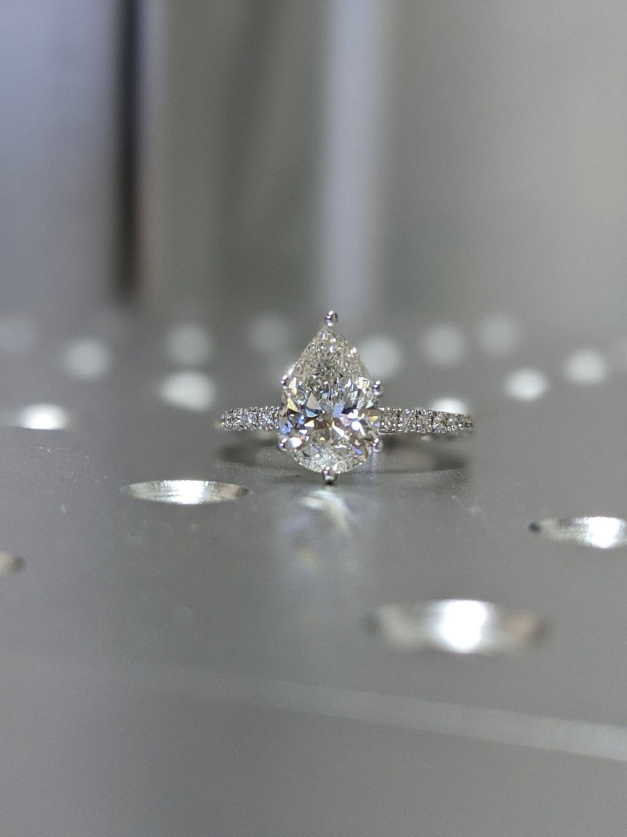 Buy 2.0CT pear pave lab grown diamond engagement ring online