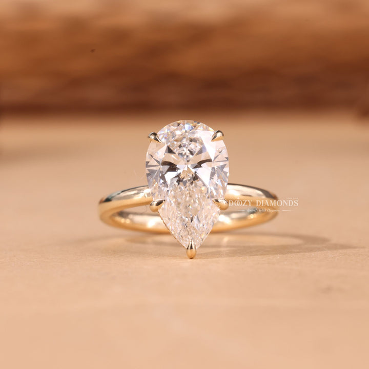 3.0CT pear cut hidden halo engagement ring available to buy now