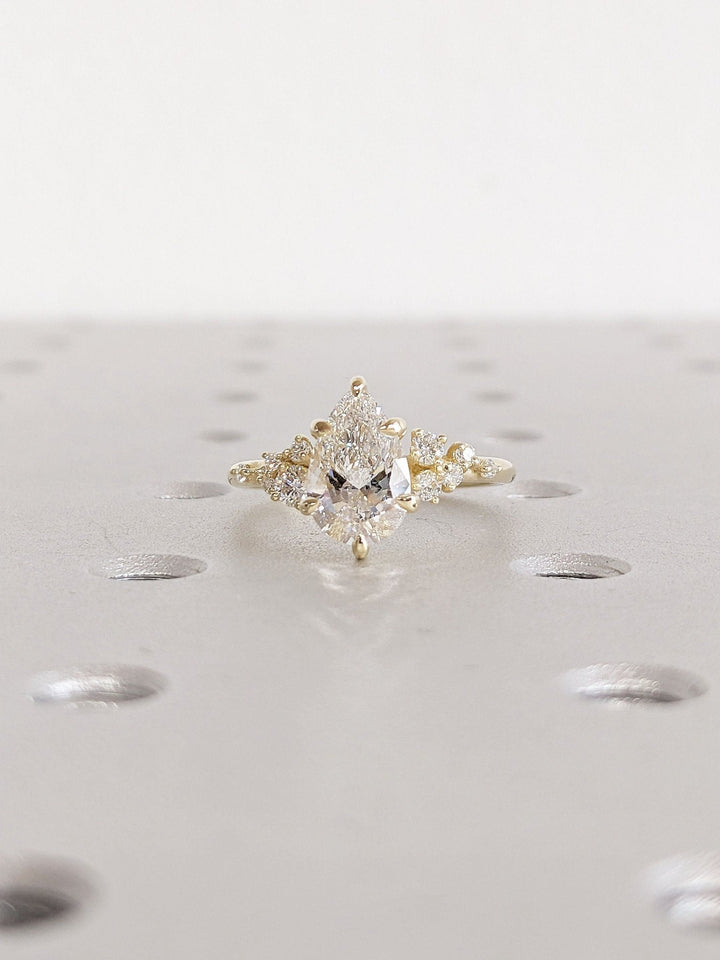 Buy 1.50CT pear cluster lab grown diamond engagement ring online