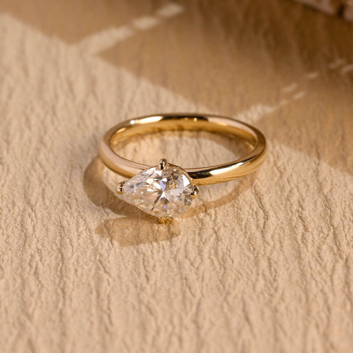 1.0CT pear east west lab grown diamond engagement ring for sale