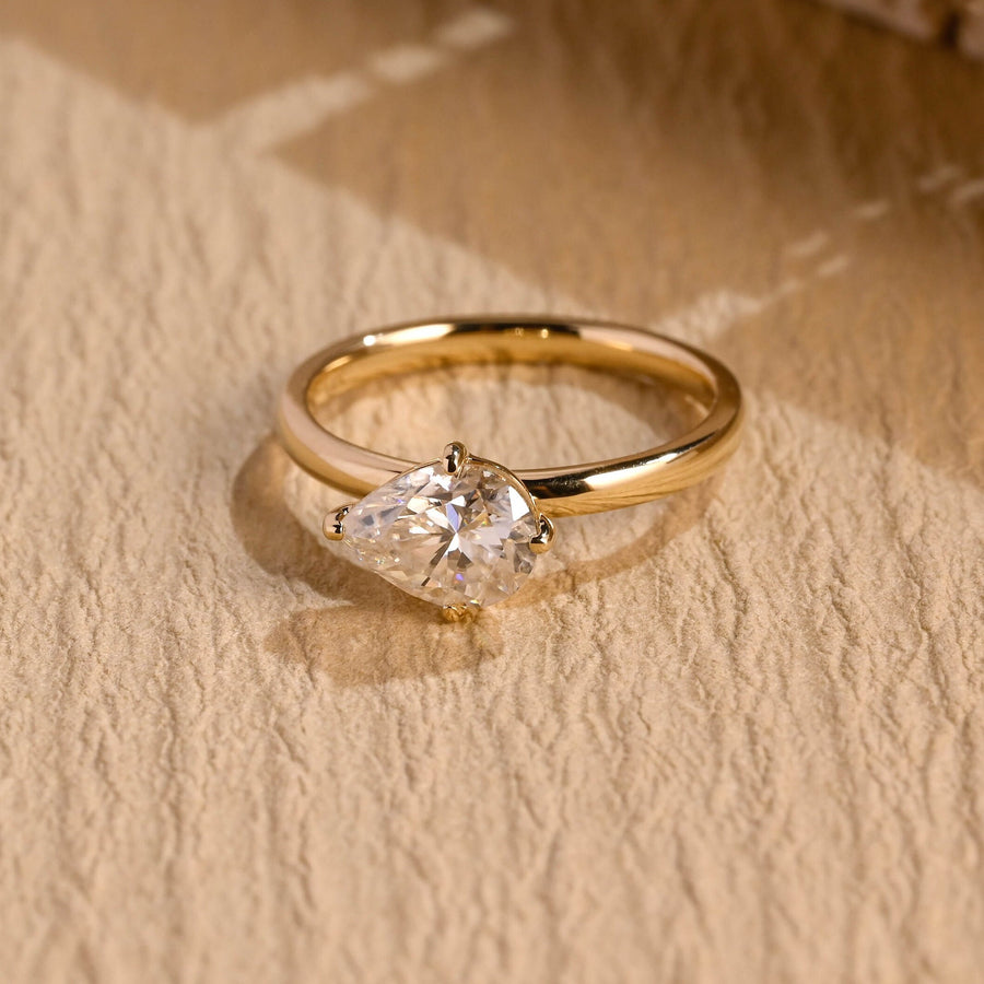 1.0CT pear east west lab grown diamond engagement ring for sale