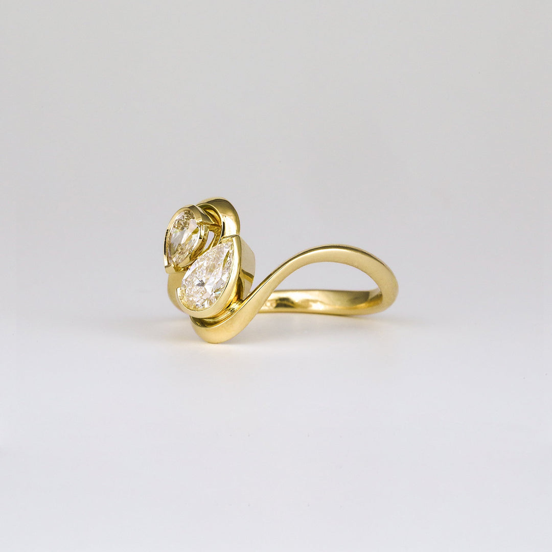 Pear solitaire engagement ring with certified lab grown diamond