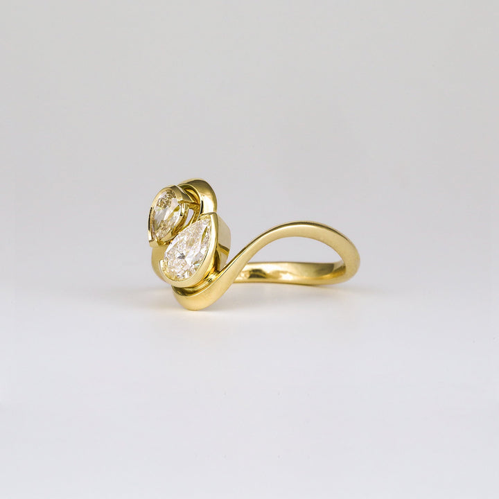 Pear solitaire engagement ring with certified lab grown diamond