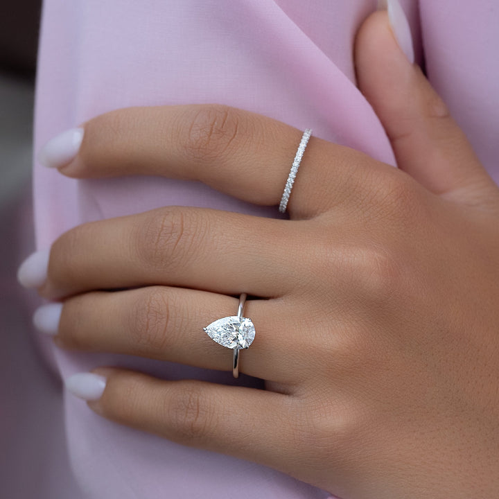 3.0CT pear cut hidden halo engagement ring available to buy now