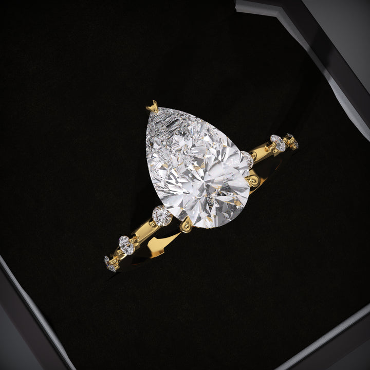 Buy pear hidden halo lab grown diamond engagement ring online