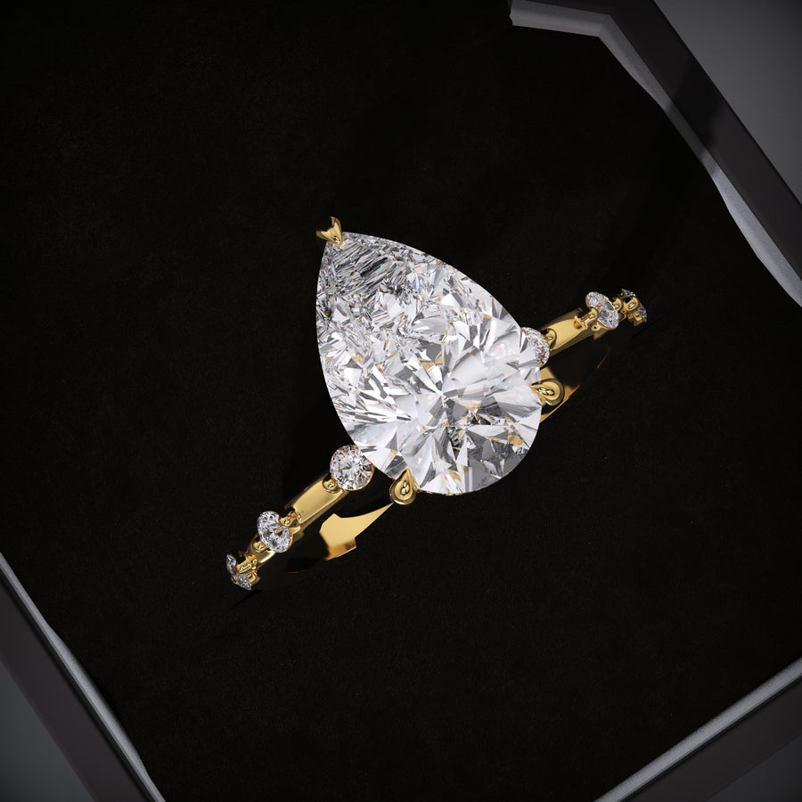 Buy pear hidden halo lab grown diamond engagement ring online