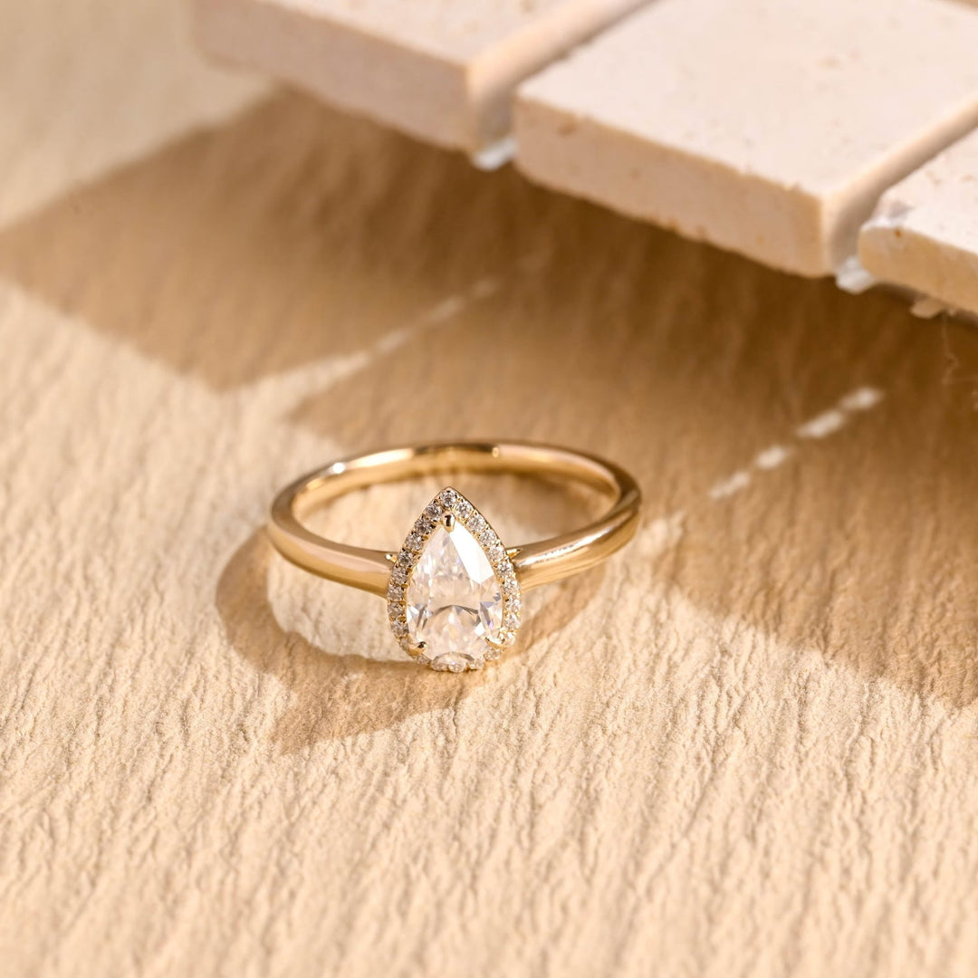 Buy 1.0CT pear halo lab grown diamond engagement ring online